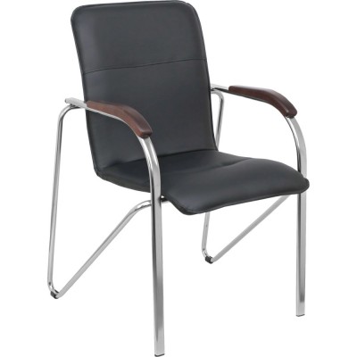 Кресло SAMBA AKS-1 Pegasso черный, подлокотники дерево темное